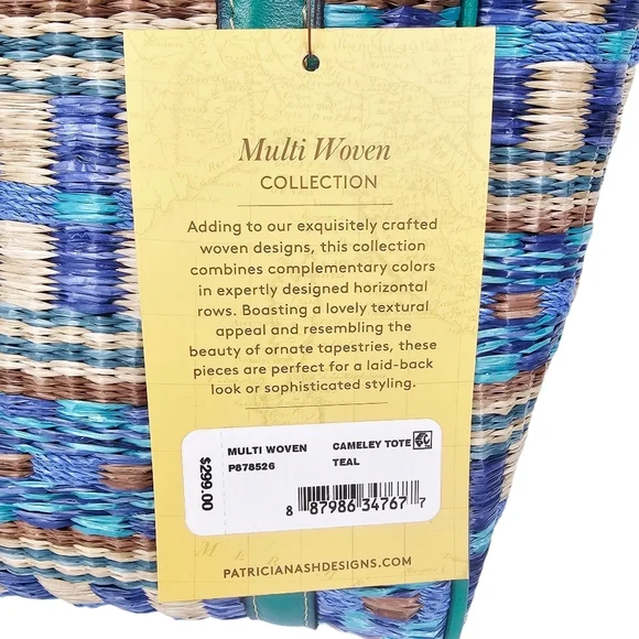 Patricia Nash Teal Woven Cameley Tote NWT - Picture 4 of 15